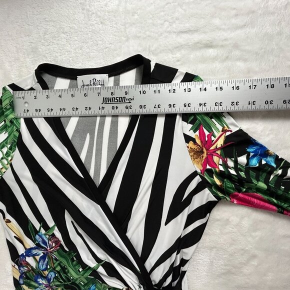 Joseph Ribkoff Womens Wrap Style Floral & Zebra Print 3/4 Sleeve Top Size 8 - Picture 4 of 8